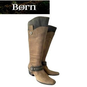 BORN NENNA LEATHER BOOT IN GREY TRUFFLE Original box